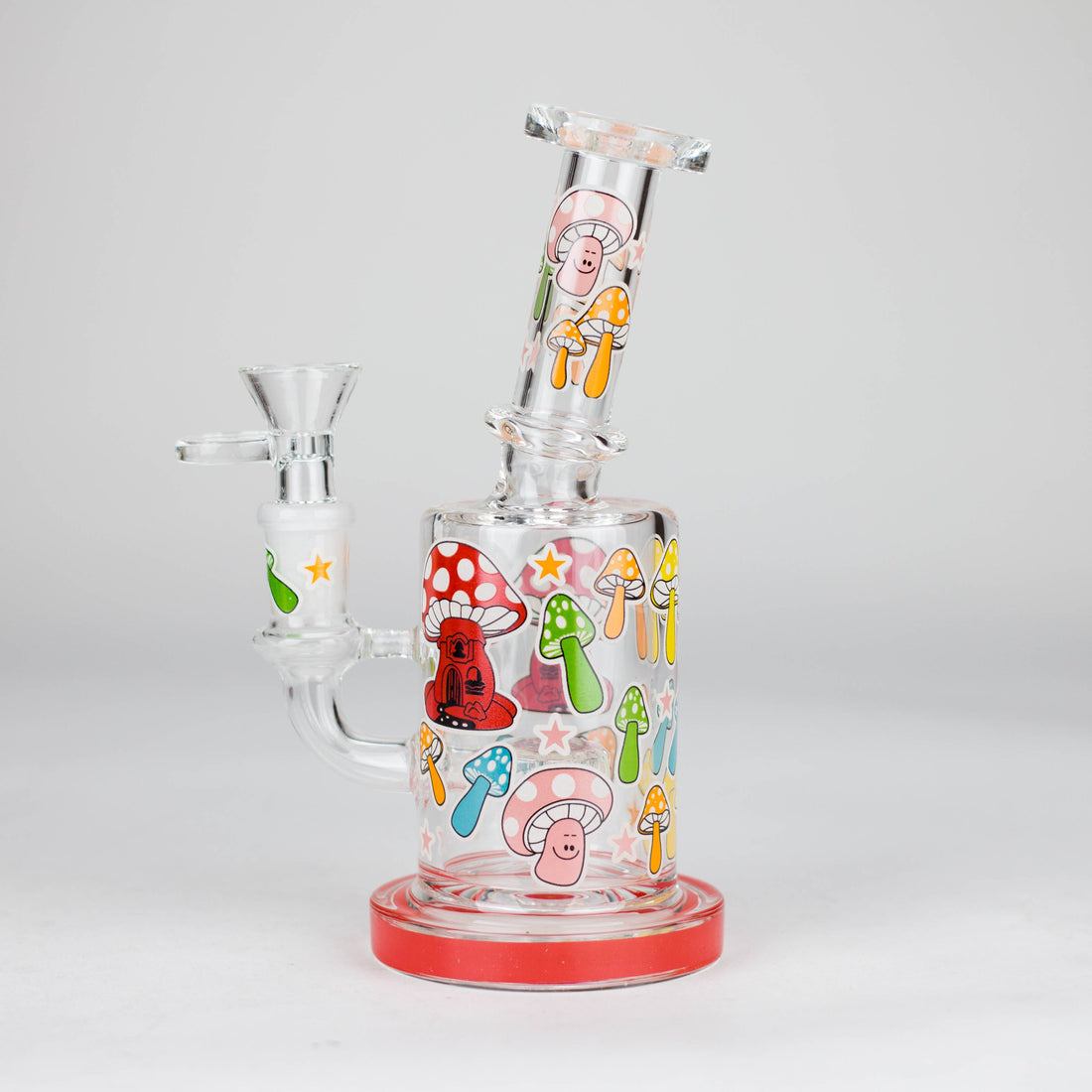 7" Color accented  Glass Bong With Perc- Mushroom Design_0